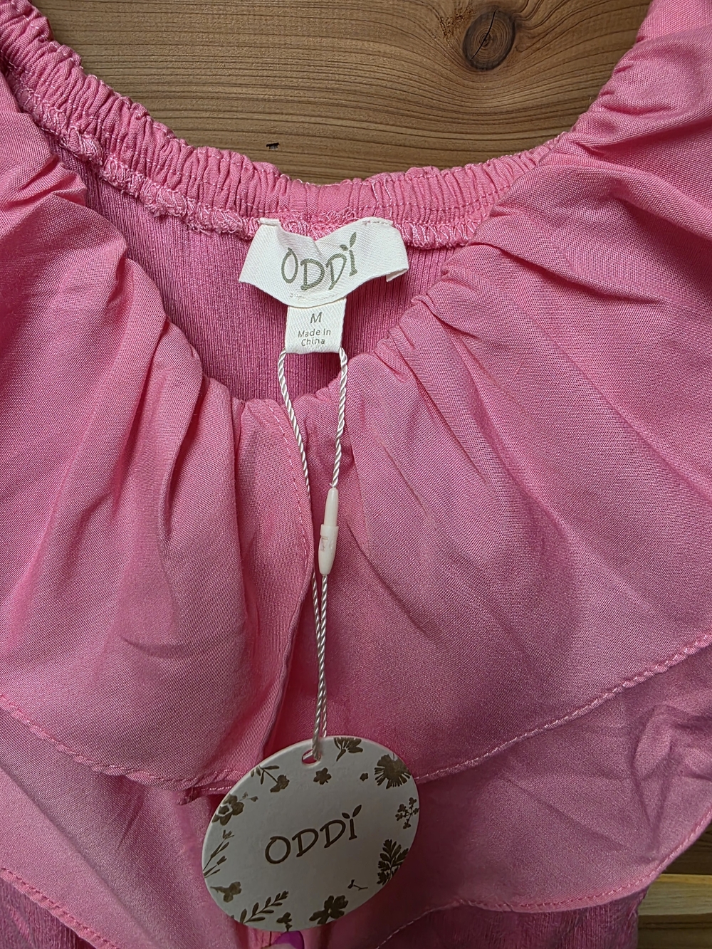 ODDI Pink Ruffle Off-Shoulder Top - Picture 3 of 4